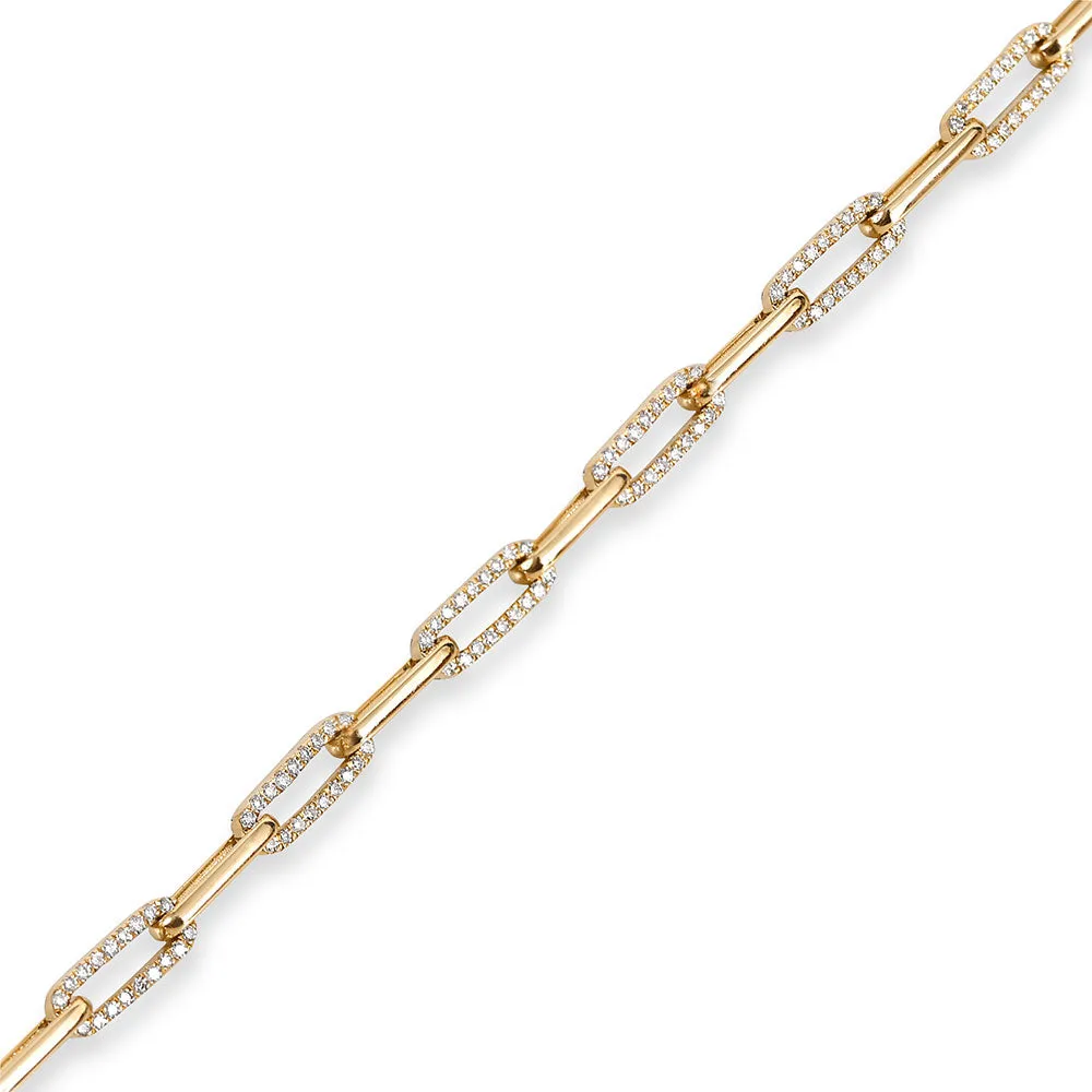 14K GOLD AND DIAMOND PAPERCLIP BRACELET