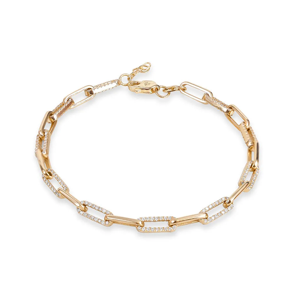 14K GOLD AND DIAMOND PAPERCLIP BRACELET