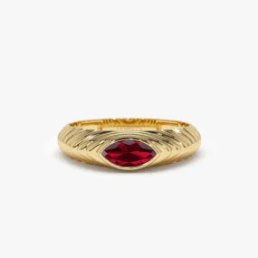 14k Marquise Shape Garnet Beveled Ring