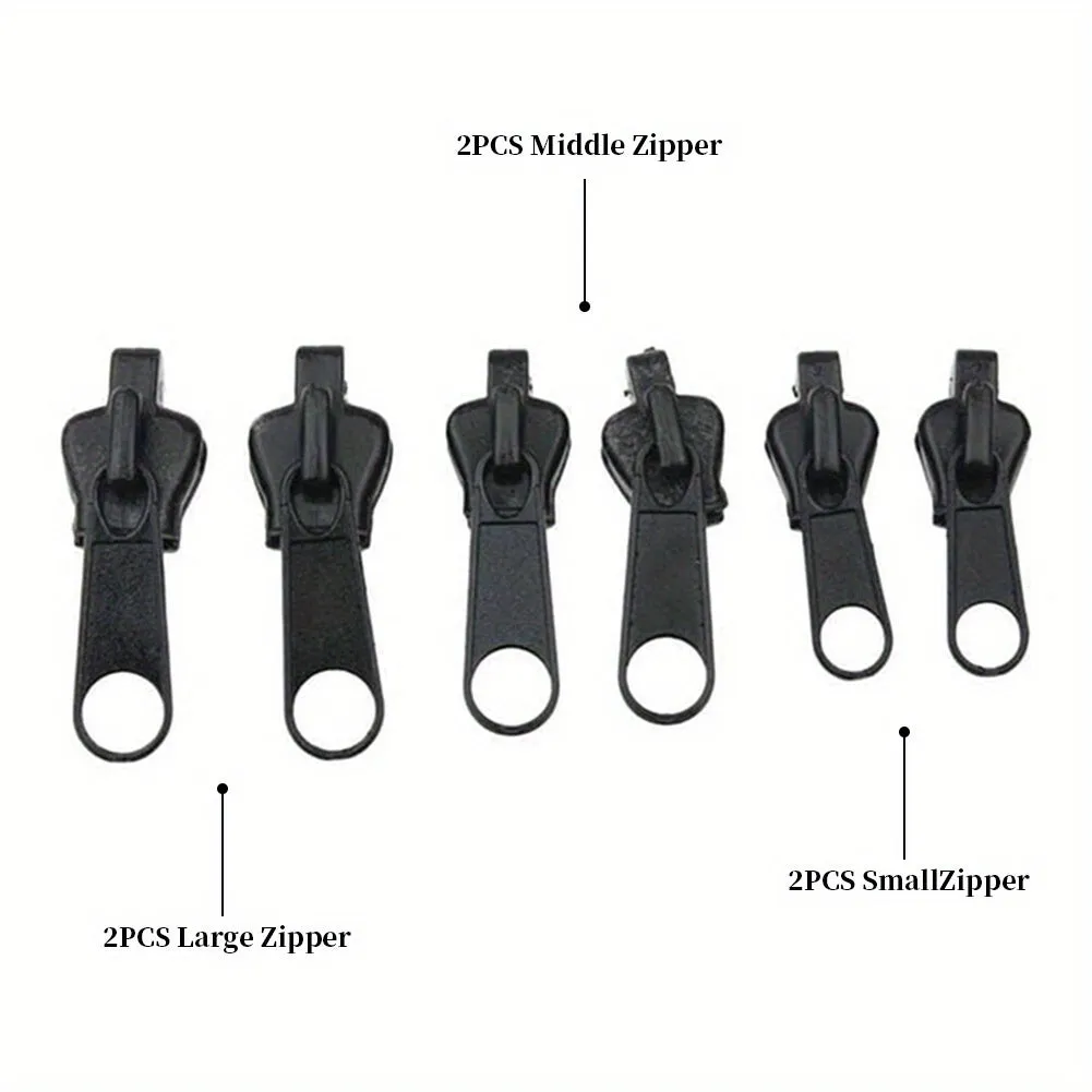 6pcs Instant Zipper Repair Kit With Universal Design & Multiple Sizes, Replacement Zipper