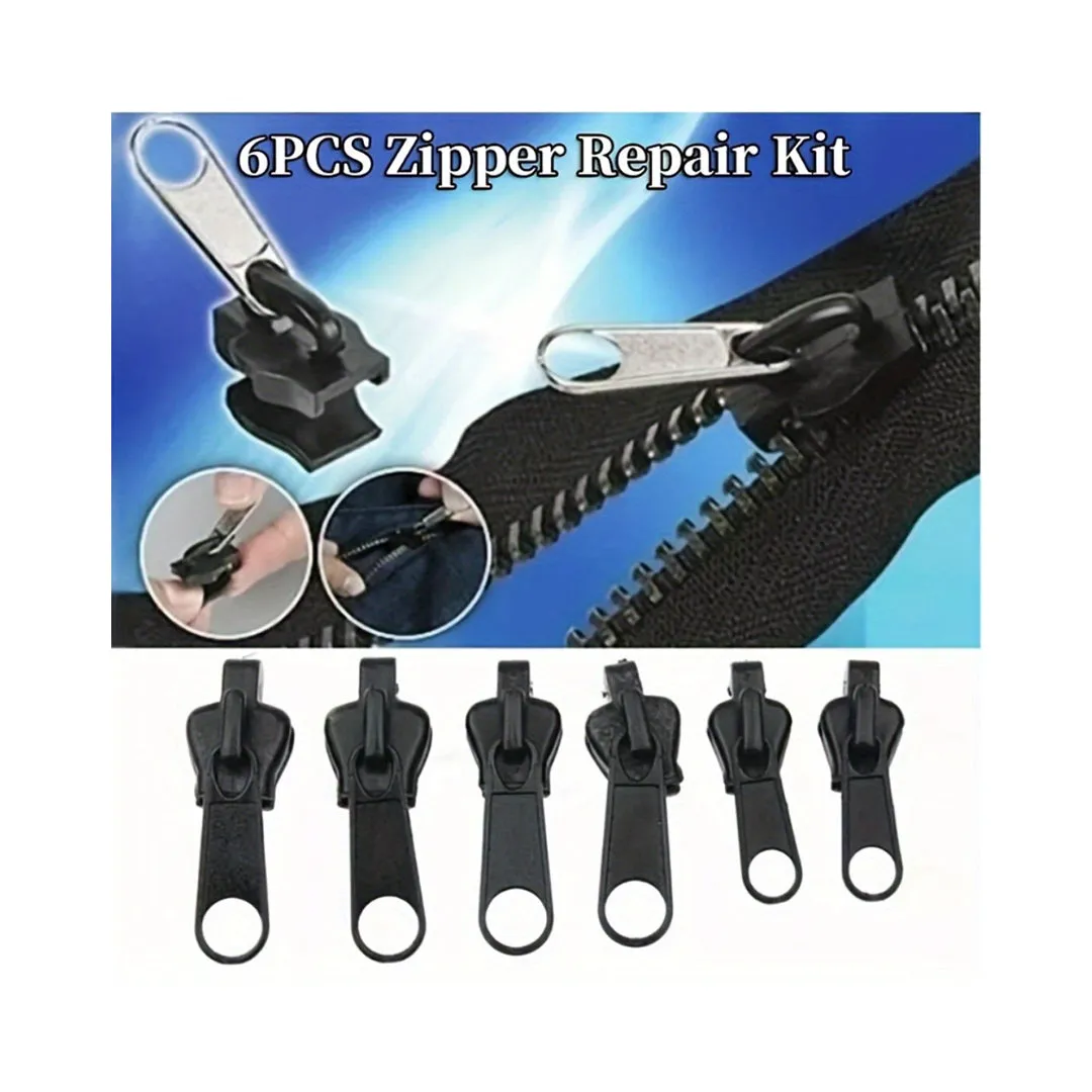 6pcs Instant Zipper Repair Kit With Universal Design & Multiple Sizes, Replacement Zipper