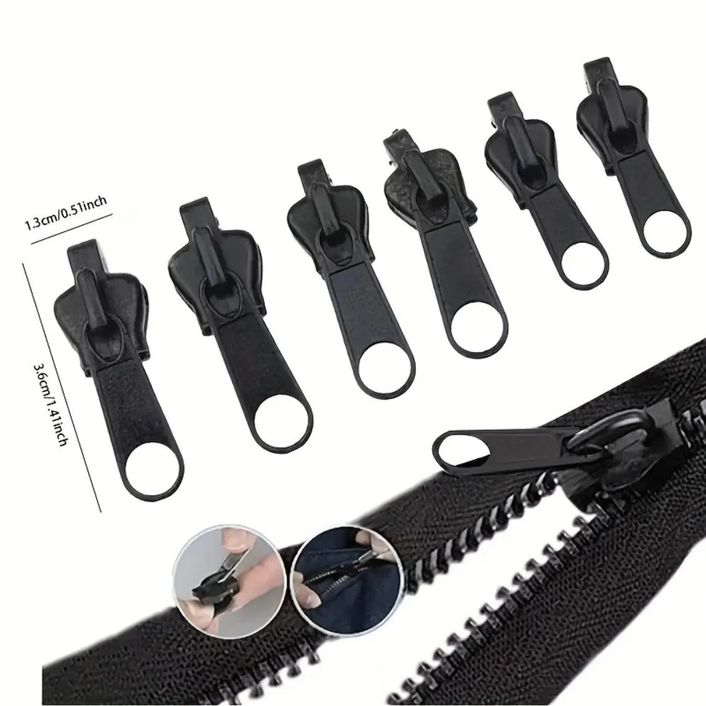 6pcs Instant Zipper Repair Kit With Universal Design & Multiple Sizes, Replacement Zipper