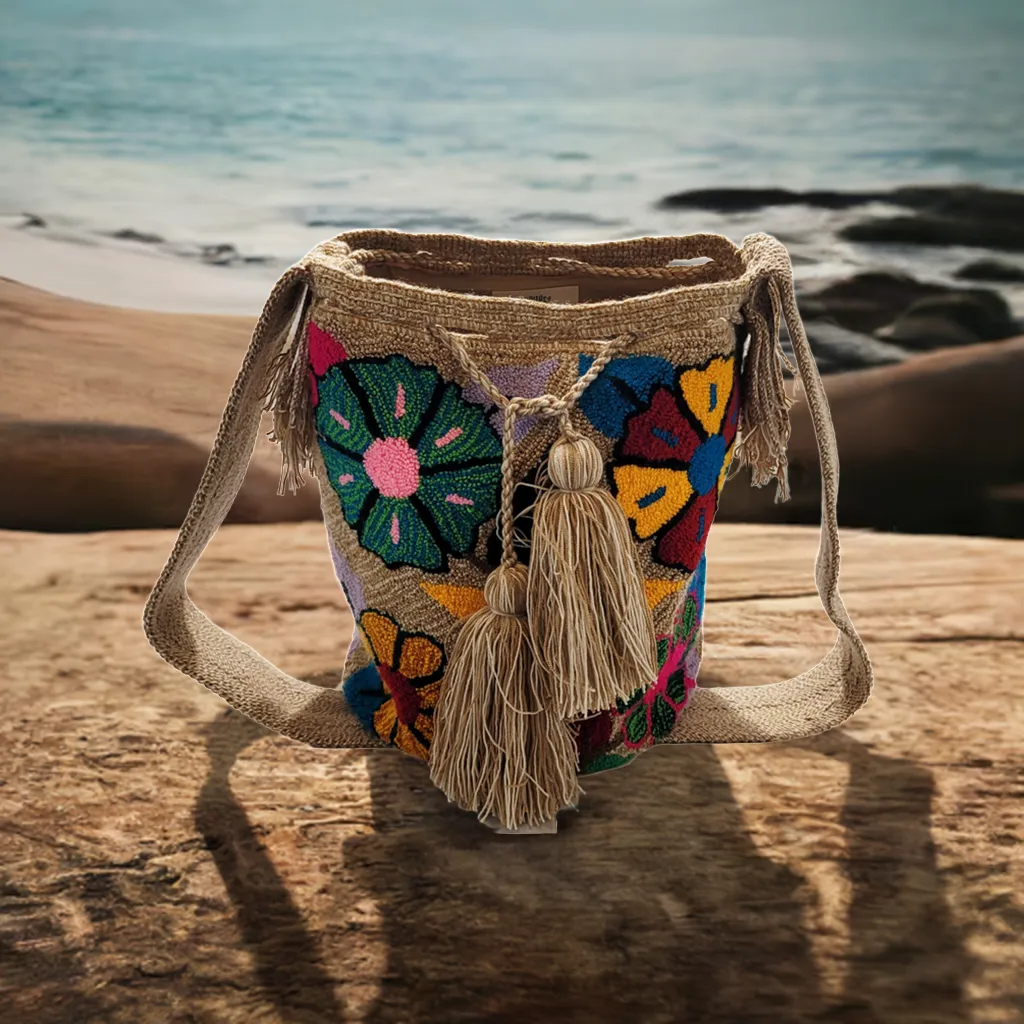 Alice Large Handmade Punch-needle Wayuu Mochila Bag