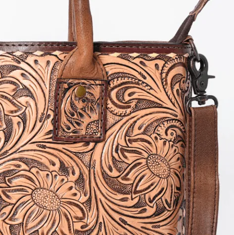 American Darling Tooled Leather Concealed Gun Carry Tote  ADBG1147