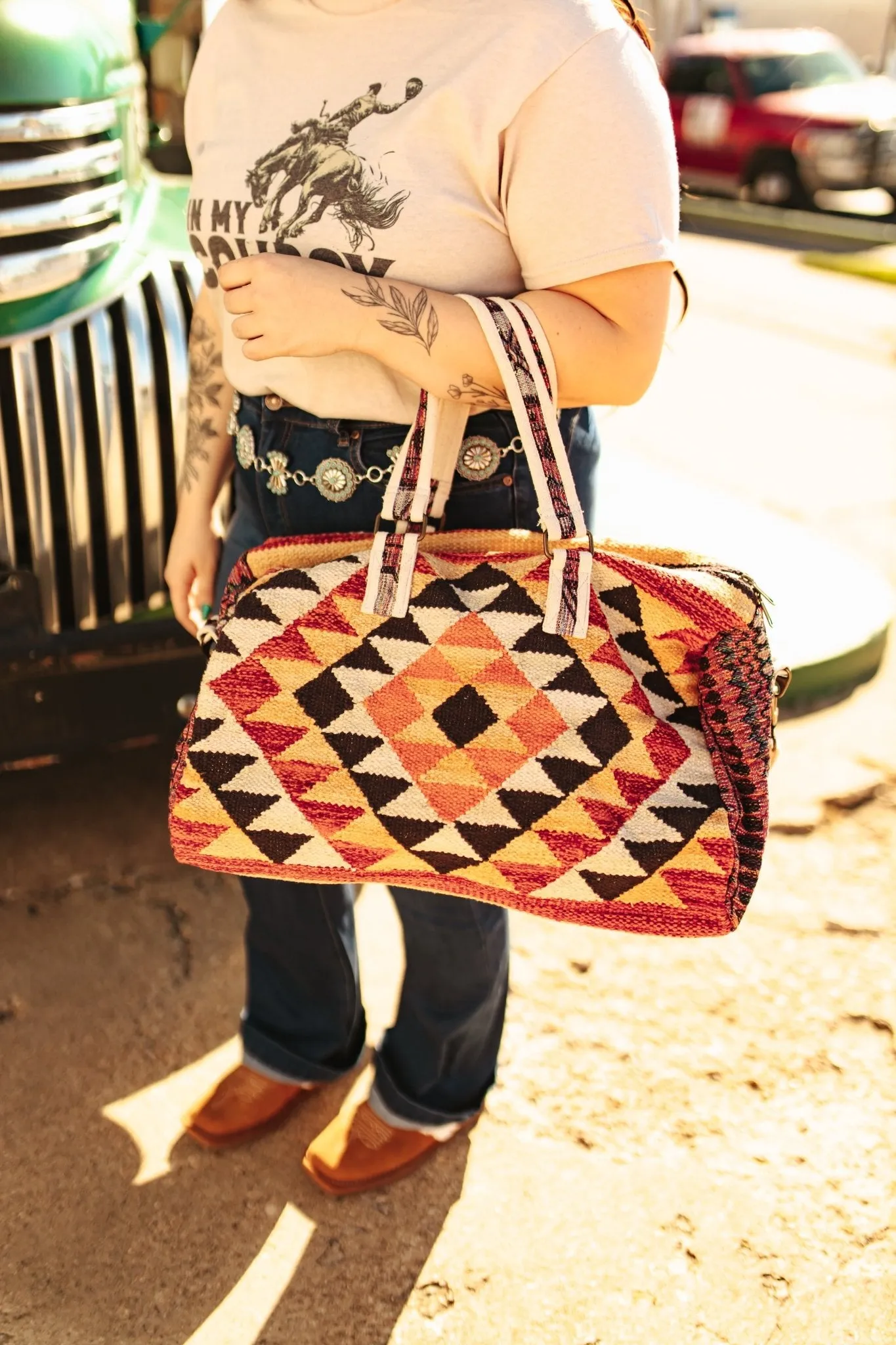 Aztec Duffel Bag - Orange Burst