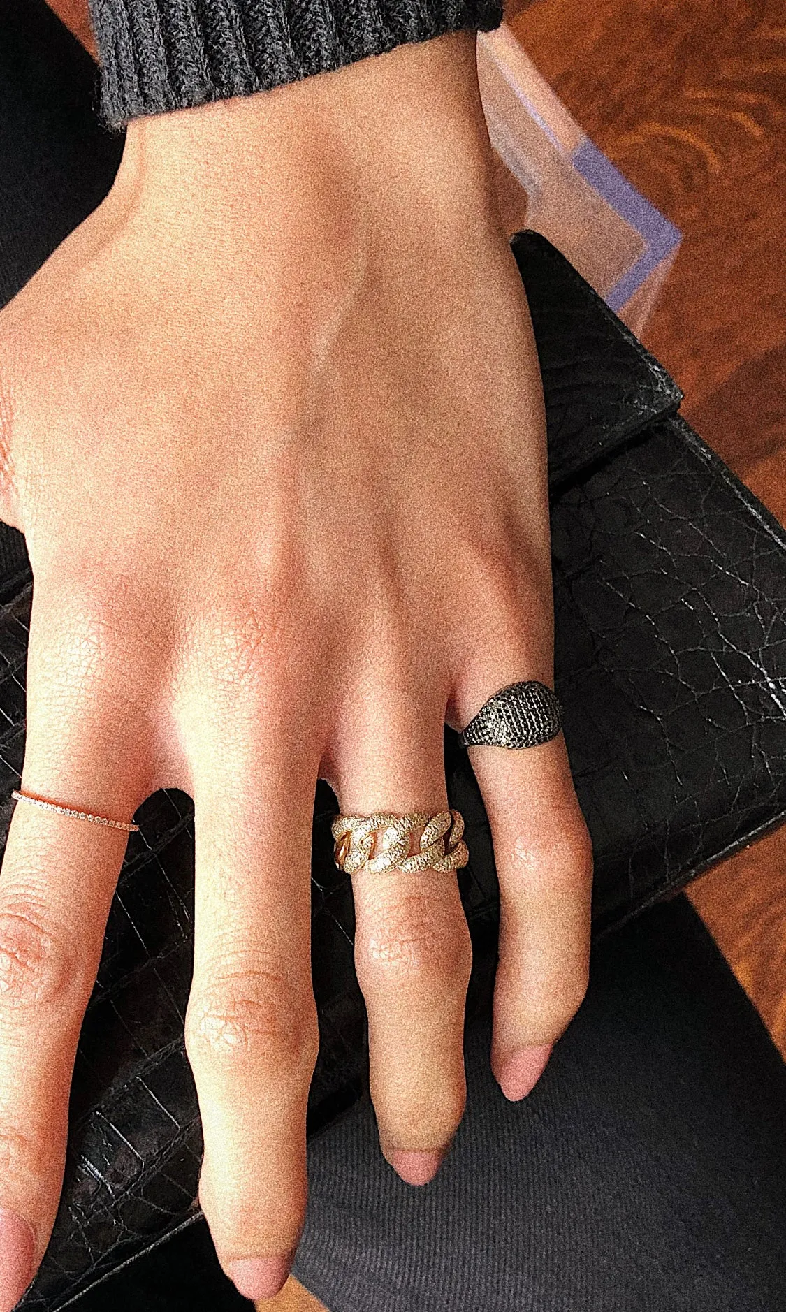 BLACK DIAMOND CUSHION SIGNET RING