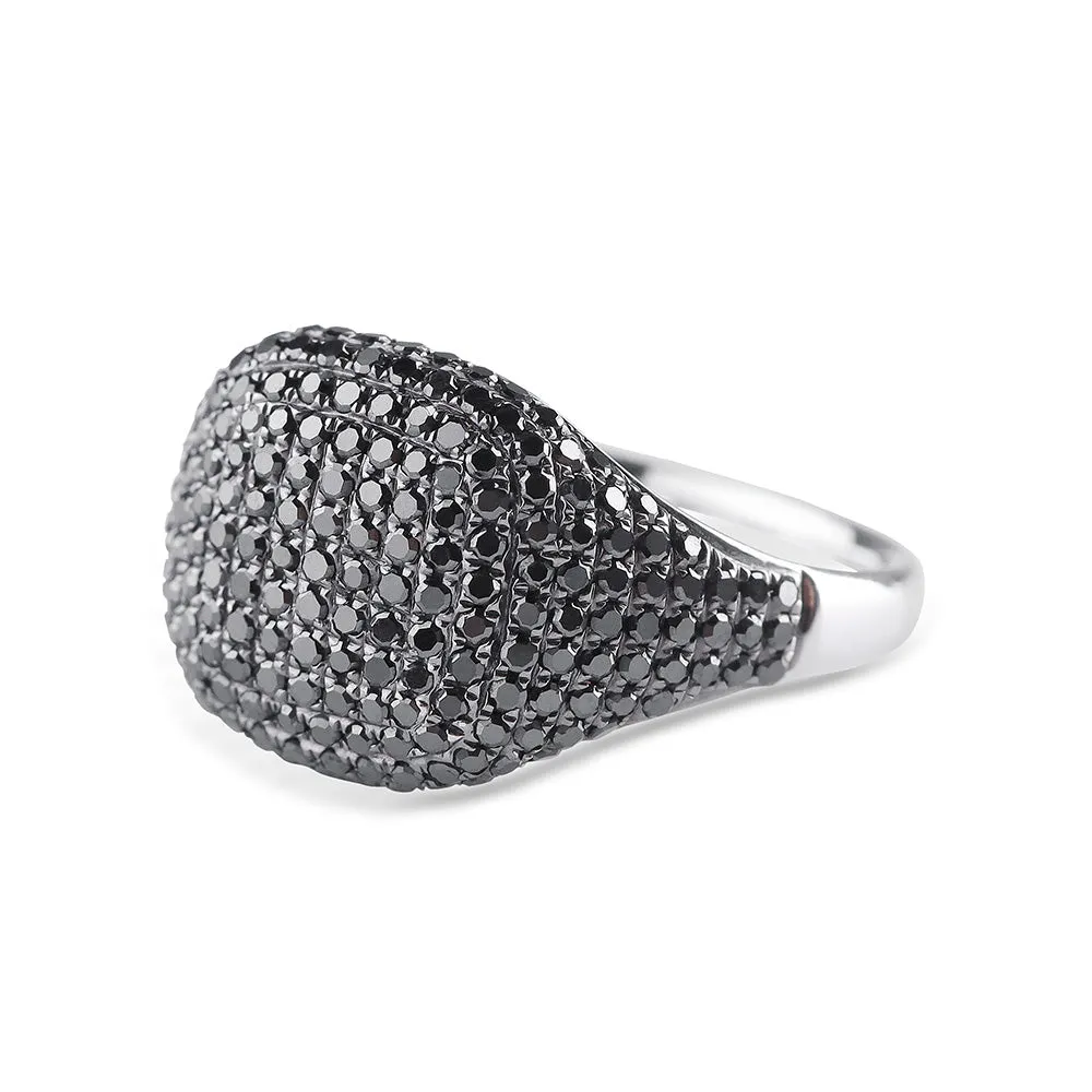 BLACK DIAMOND CUSHION SIGNET RING