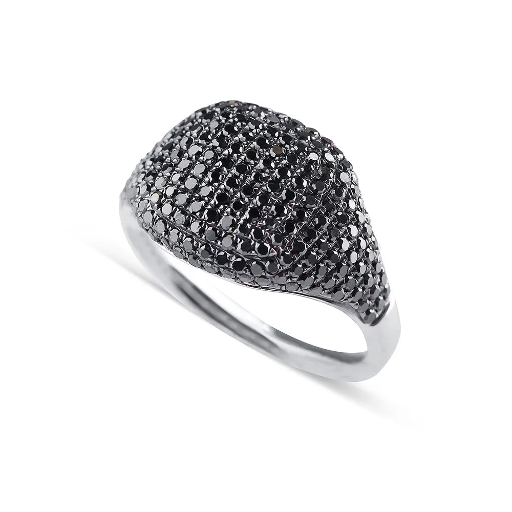 BLACK DIAMOND CUSHION SIGNET RING