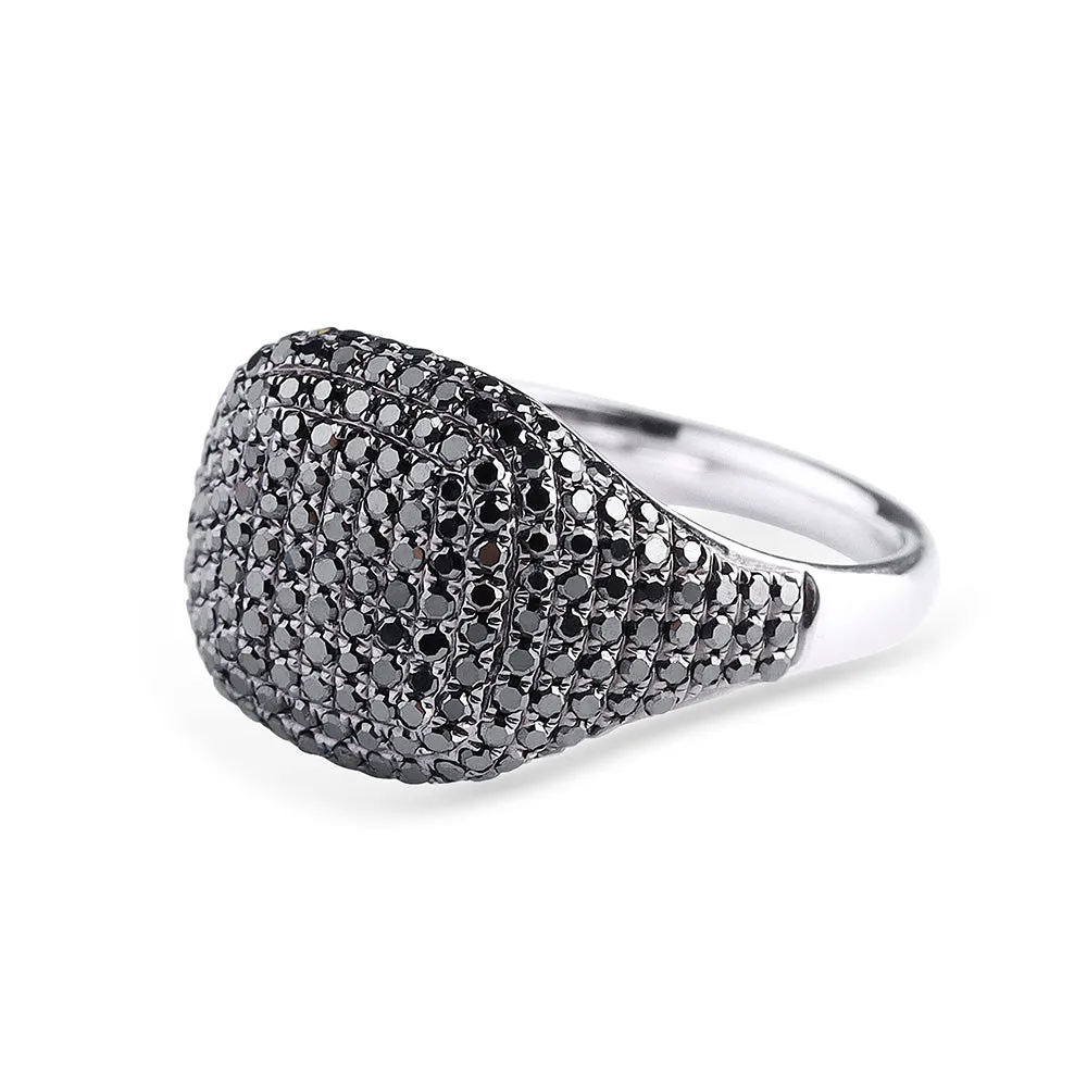 BLACK DIAMOND CUSHION SIGNET RING