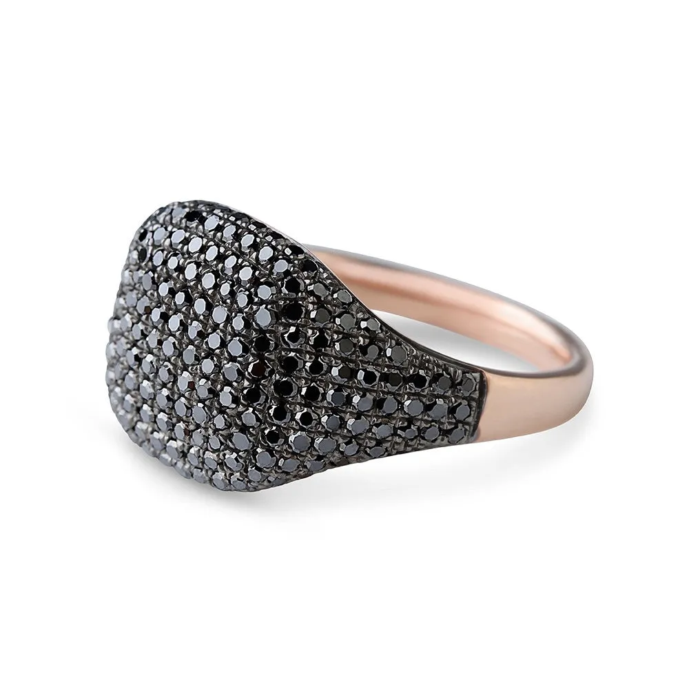 BLACK DIAMOND CUSHION SIGNET RING