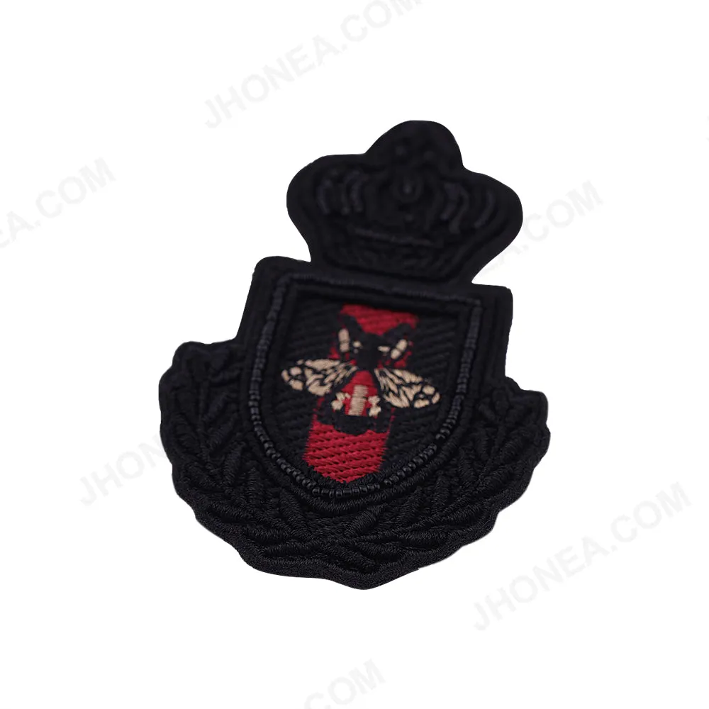 Black Self Colour Beaded Embroidery Patch for Shirts/Suits