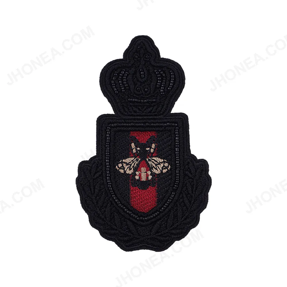 Black Self Colour Beaded Embroidery Patch for Shirts/Suits