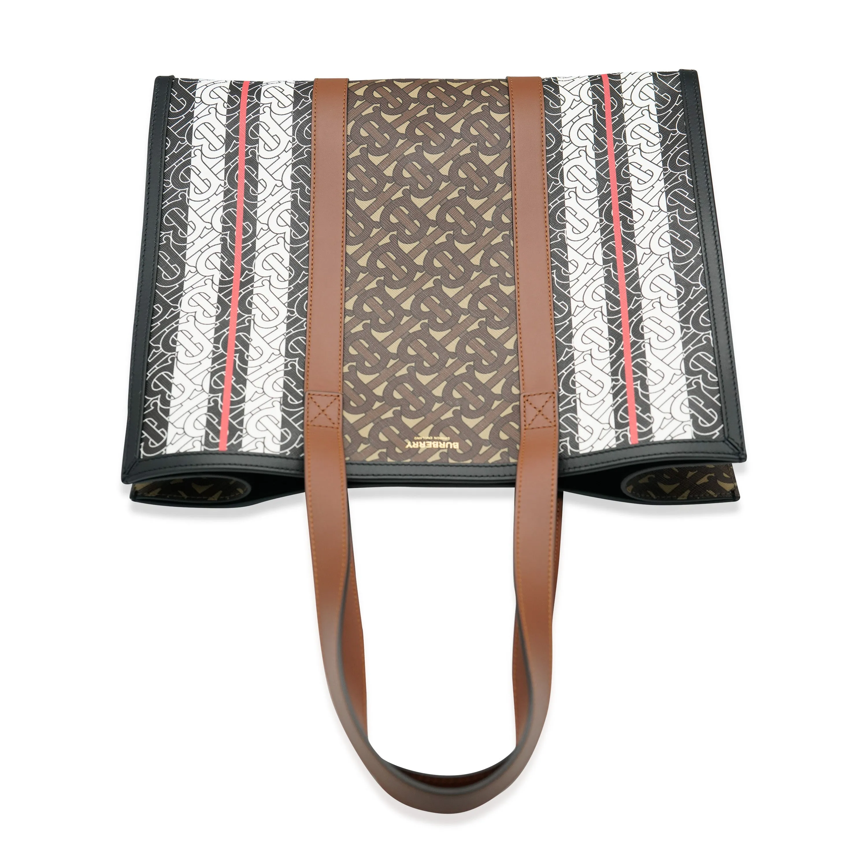 BURBERRY Bridle Canvas Monogram Stripe E-Canvas Tote