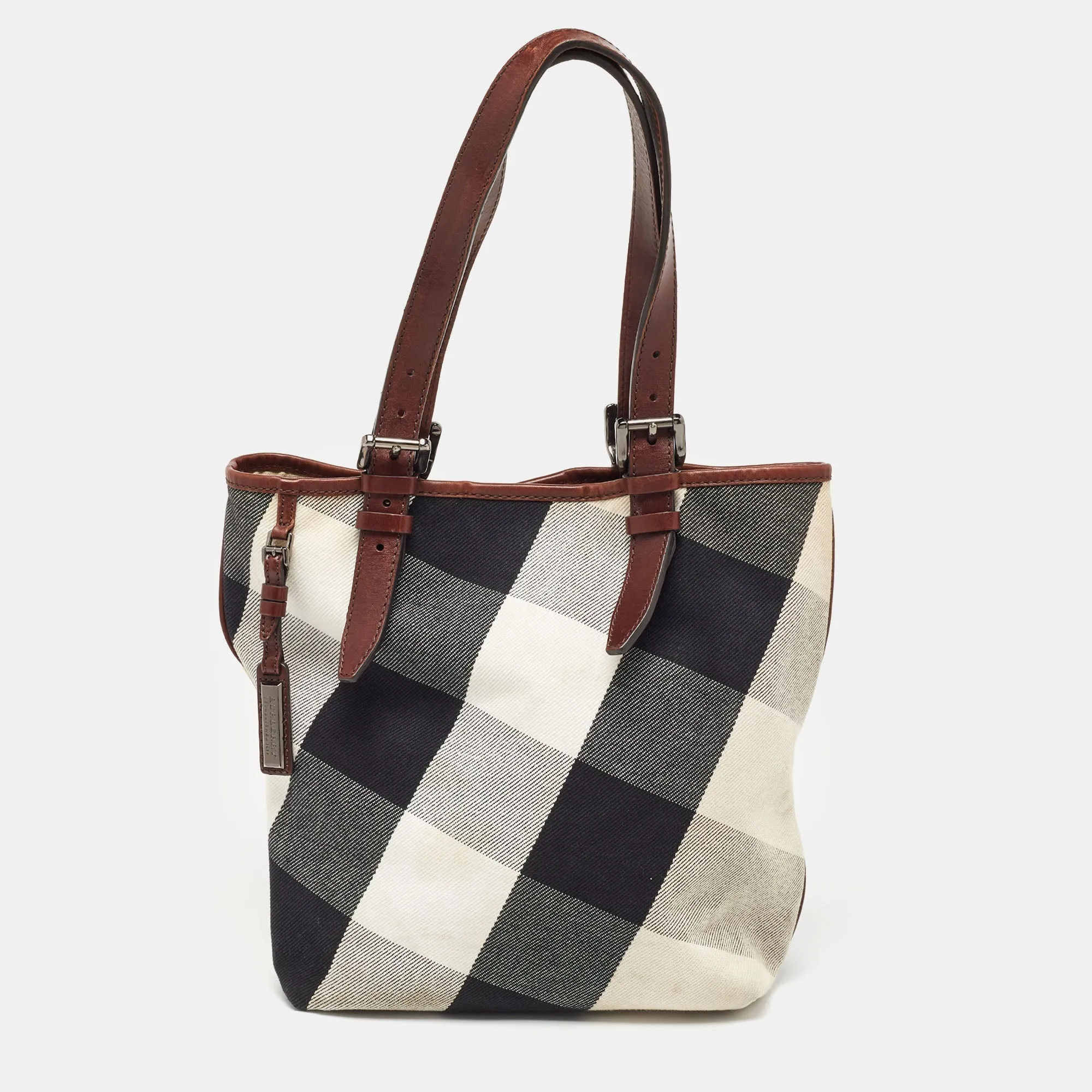 BURBERRY Multicolor Mega Check Canvas and Leather Tote