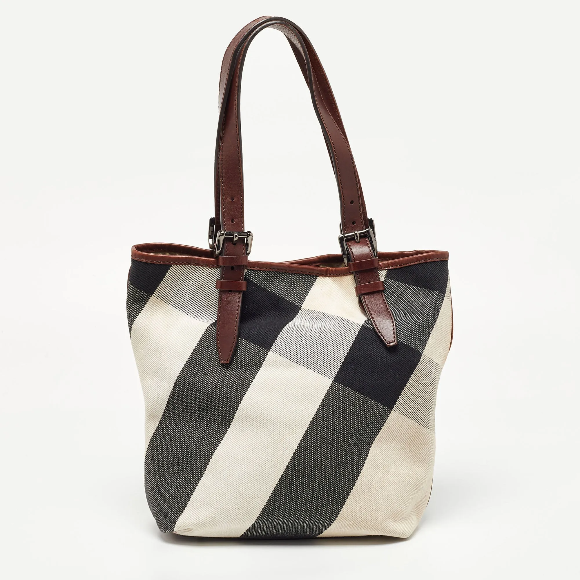 BURBERRY Multicolor Mega Check Canvas and Leather Tote