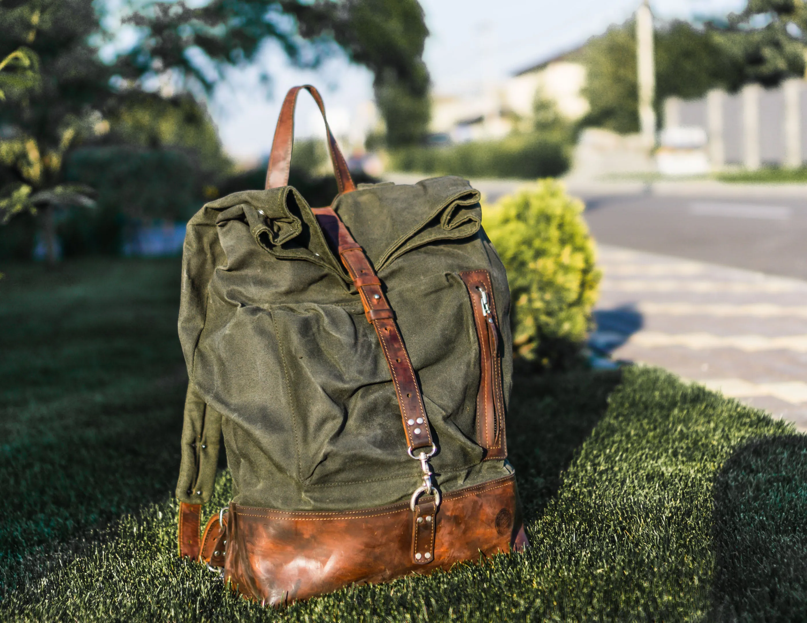 Canvas Leather Backpack | Vintage Laptop Rucksack | Handmade