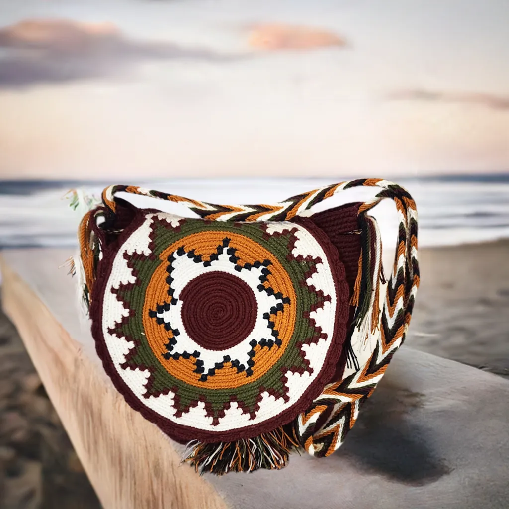 Charlotte Medium Handmade Crochet Wayuu Bag with Lid