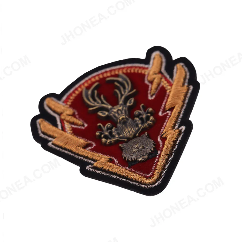 Classic Metal Hardware Studded Embroidery Badge Patch