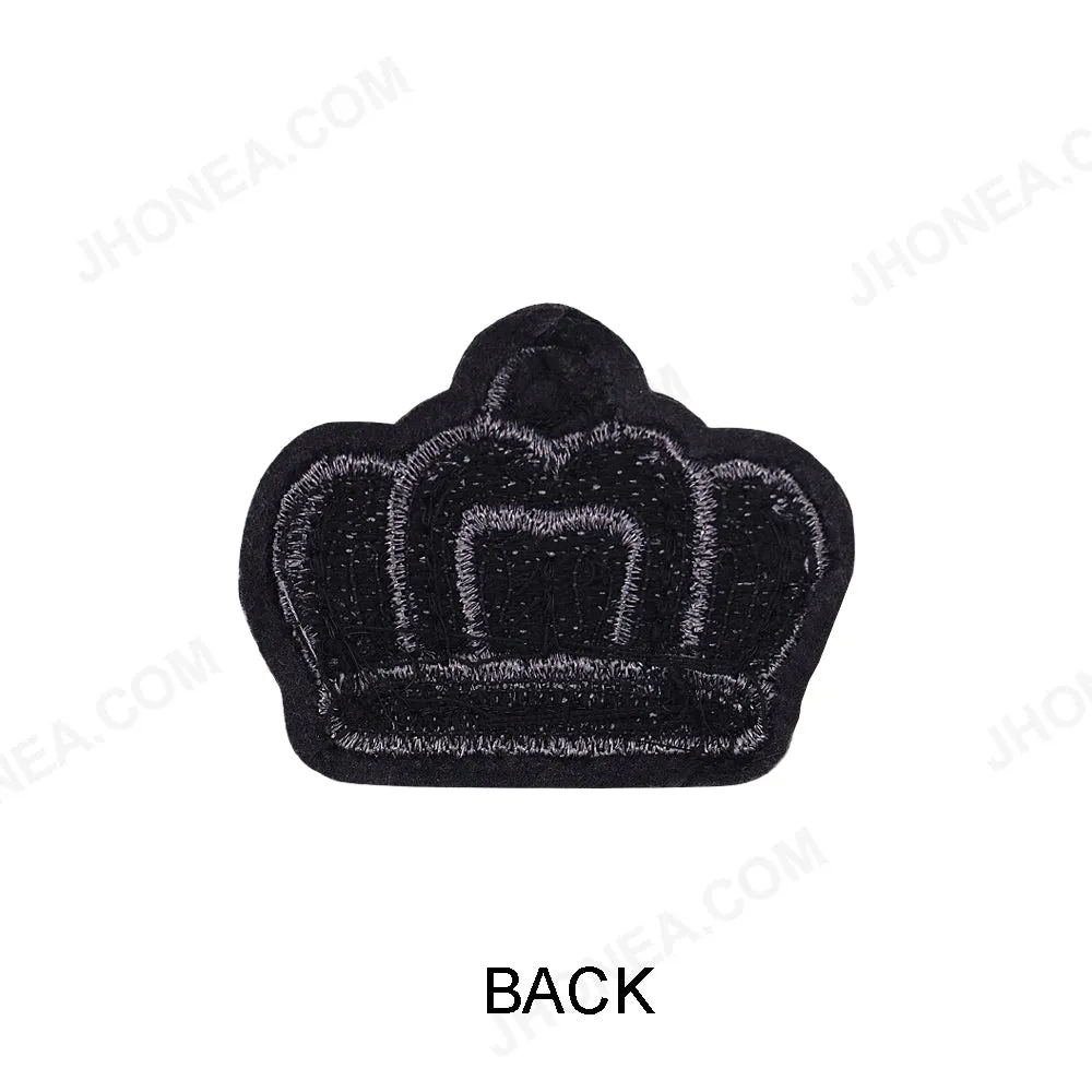 Classic Shades of Black Embroidery Beaded Crown Patch