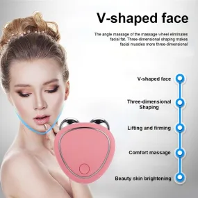 Compact Microcurrent Facial Lifting Device with Dual Roller Massager for Edema Reduction and Skin Firming