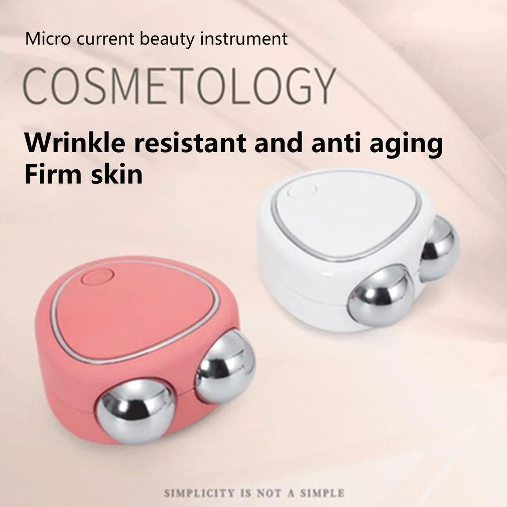 Compact Microcurrent Facial Lifting Device with Dual Roller Massager for Edema Reduction and Skin Firming