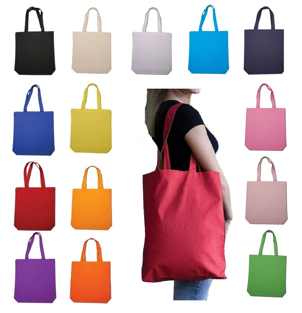 Custom Economical Cotton Tote Bag W/Bottom-Gusset