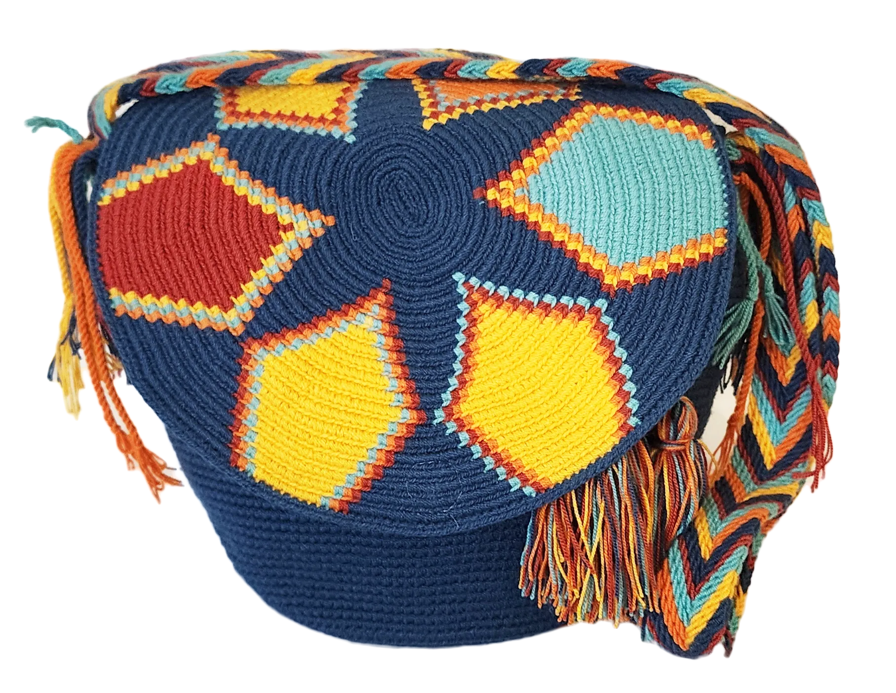 Emma Medium Handmade Crochet Wayuu Bag with Lid