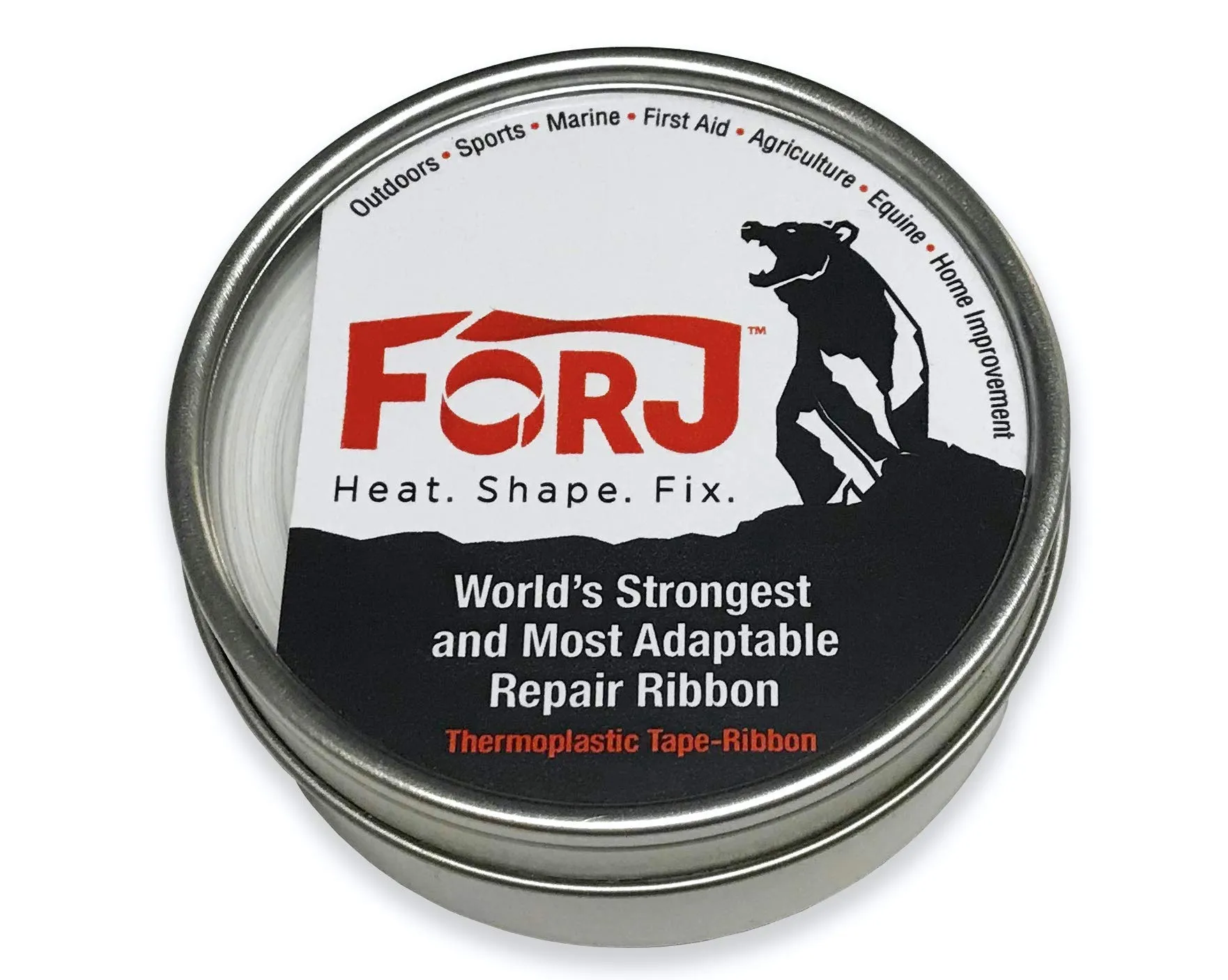 Forj Thermoplastic Tape Ribbon, 20 Feet of Lightweight, Compact Resin Fiber with 1000 Pounds of Tensile Strength, Perfect for Repairs and Maintenance. An Outdoor Retailer 2018 Innovation Award Winner.