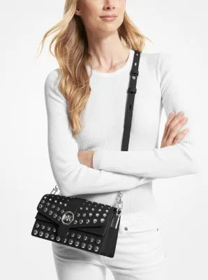 Greenwich Medium Studded Saffiano Leather Shoulder Bag | 55573