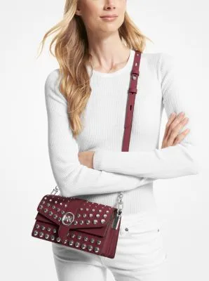 Greenwich Medium Studded Saffiano Leather Shoulder Bag | 55573