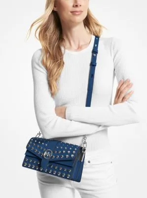 Greenwich Medium Studded Saffiano Leather Shoulder Bag | 55573