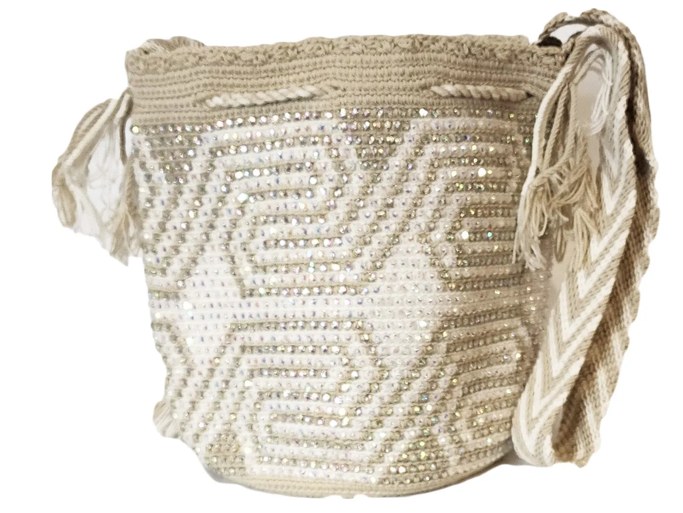 Helena Medium Handmade Wayuu Mochila Bag With Crystals