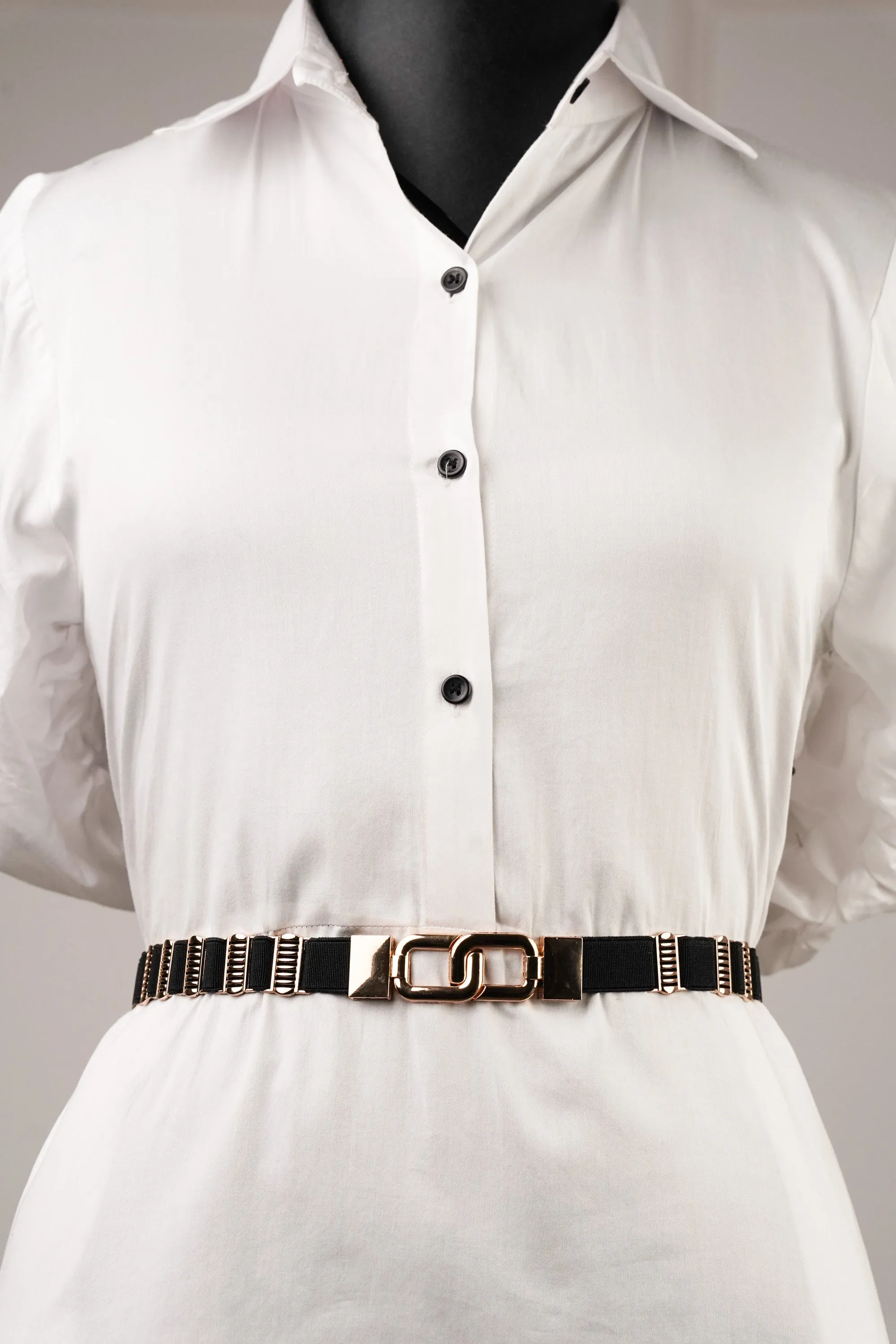 Lined Golden Rectangle Elasticated Belt