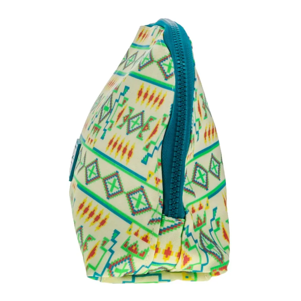 "Hooey Large Accessory Bag" Cream w/ Teal Print