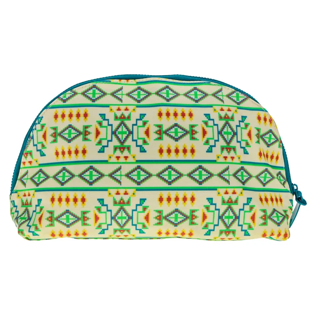 "Hooey Large Accessory Bag" Cream w/ Teal Print