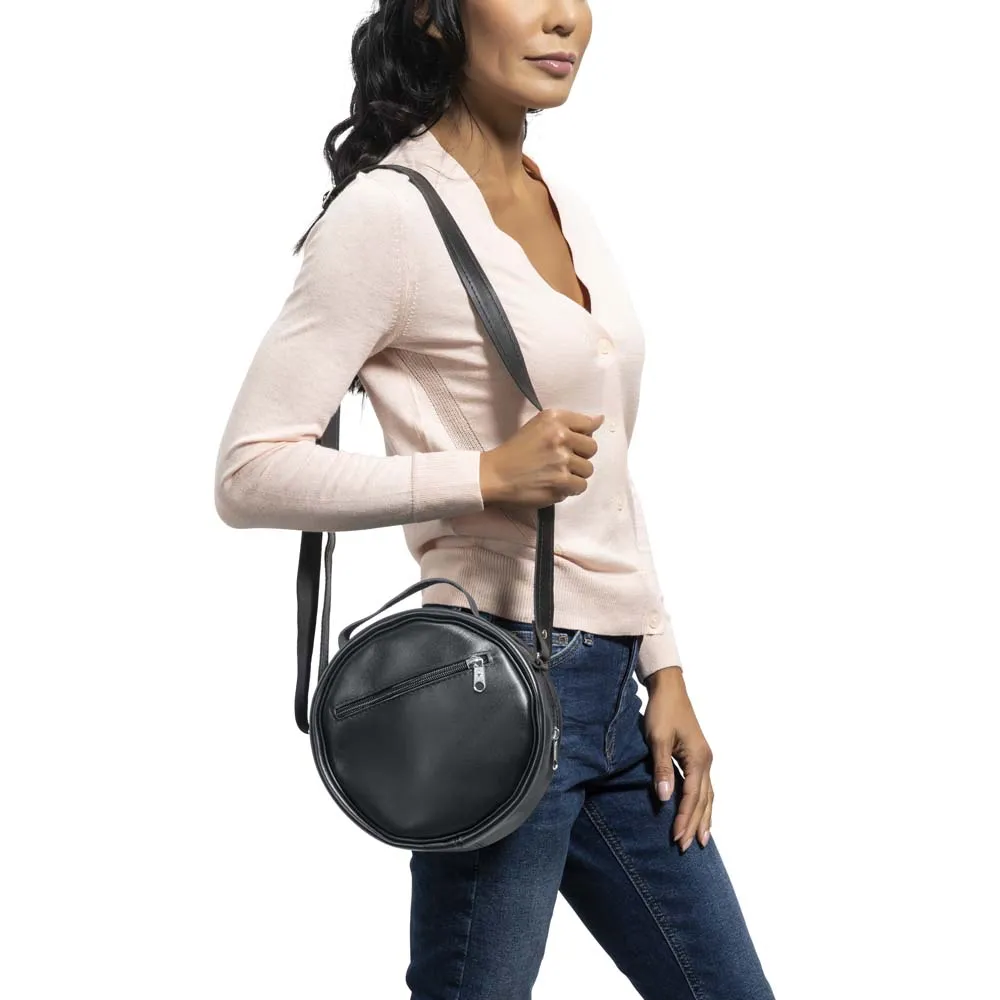 Round Leather Bag | Black