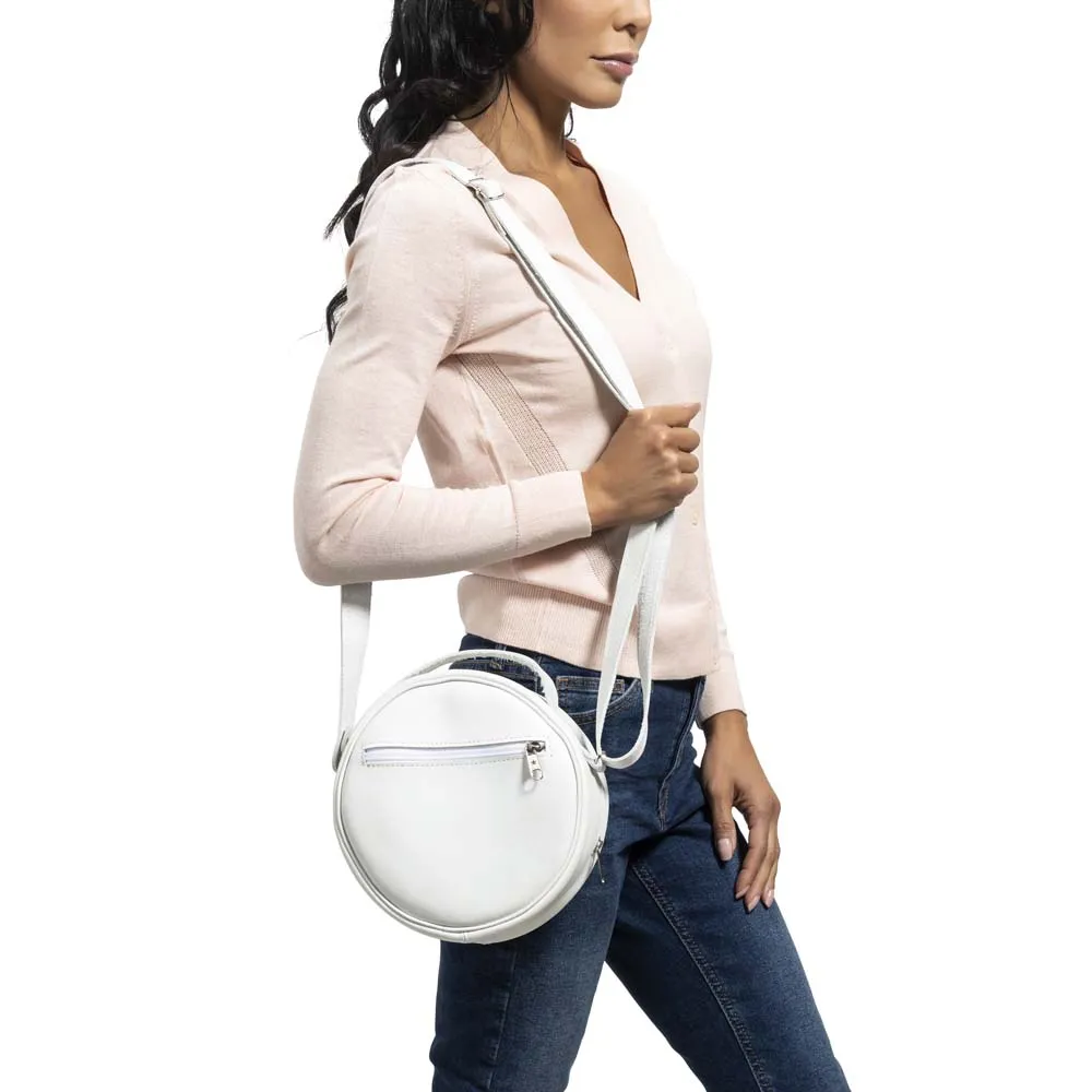 Round Leather Bag | White