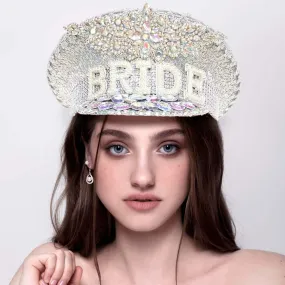 Silver BRIDE Message Accented Sequin Bling Hat