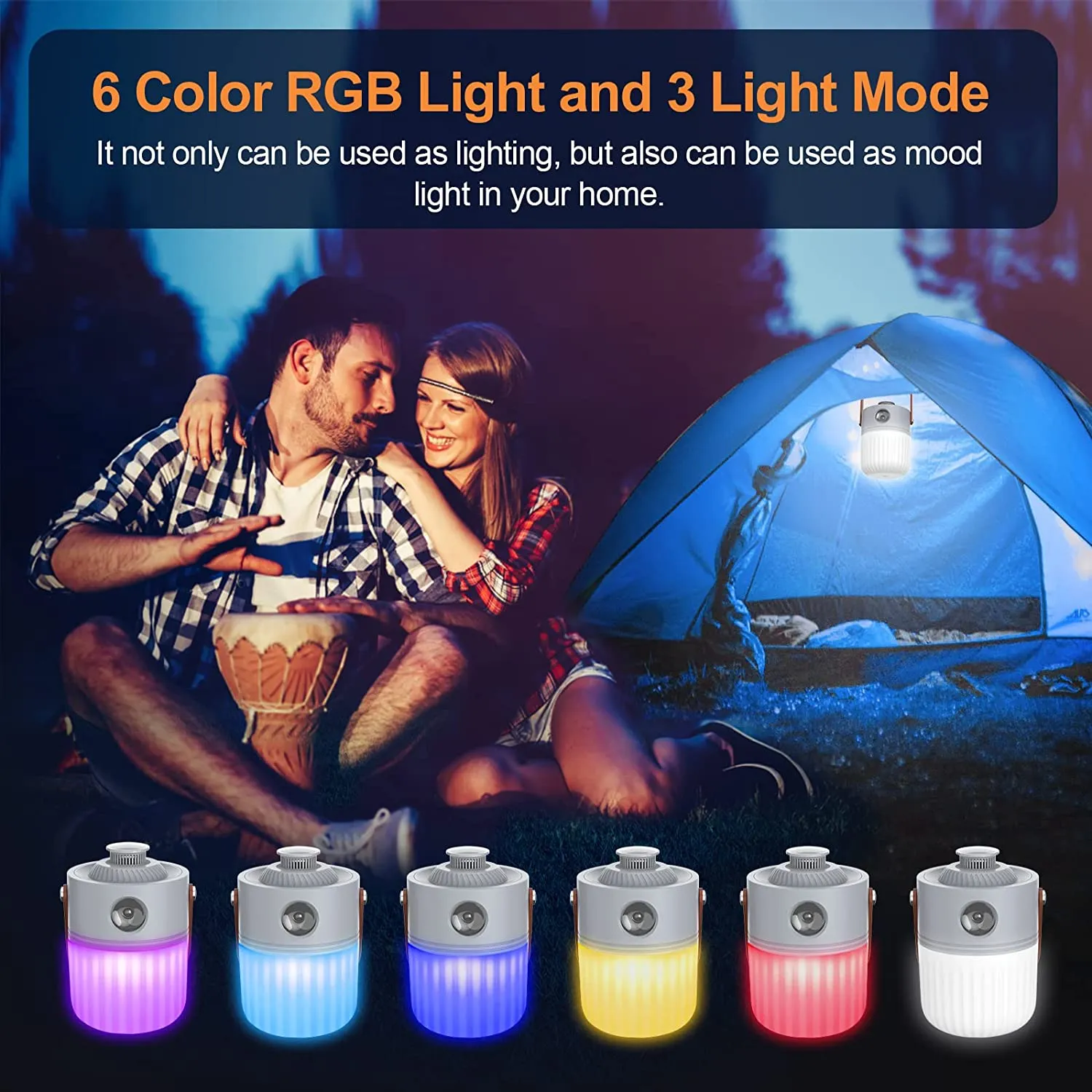 Unique U Camping Lantern Rechargeable, 6 Color LED Camping Light, Waterproof Portable Tent Lantern Light, 1200LM Lantern Flashlight for Hurricane, Emergency, Hiking, Fishing, Nighting